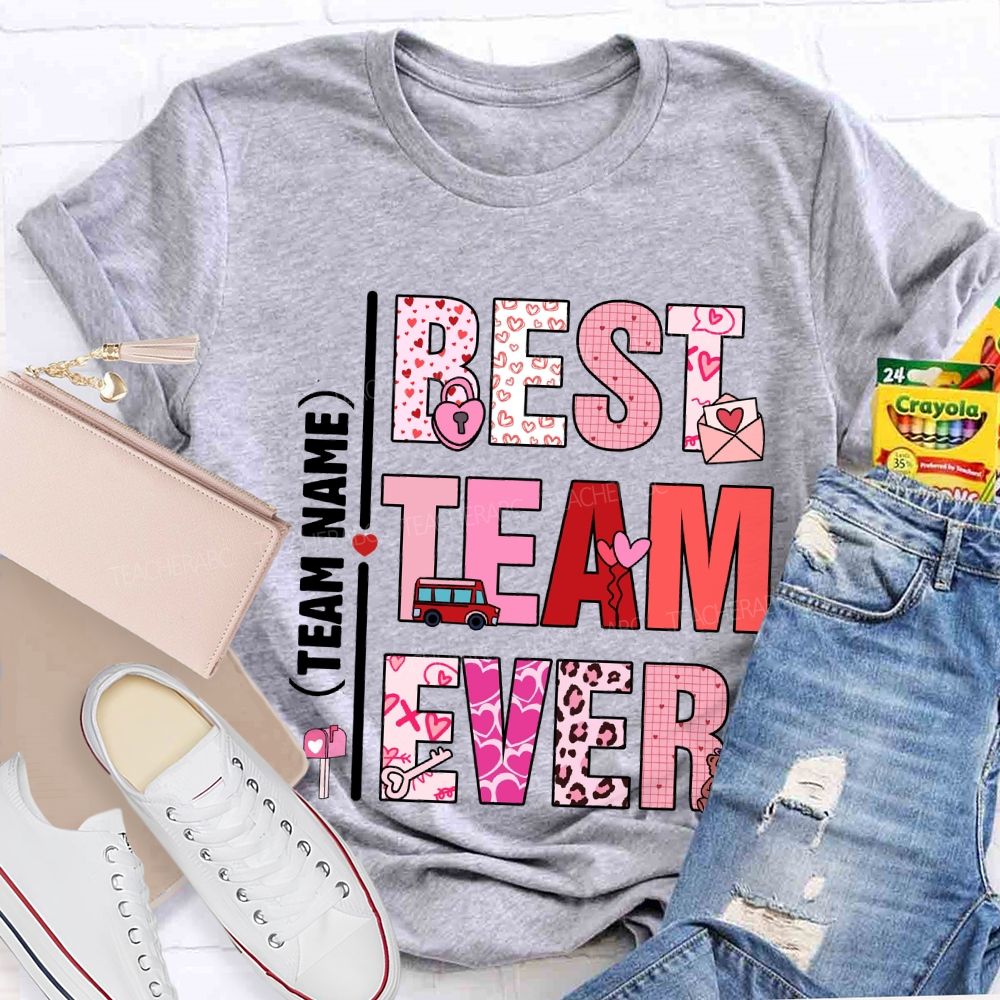 Personalized Team Name Valentine'S Day Pink Heart T-Shirt