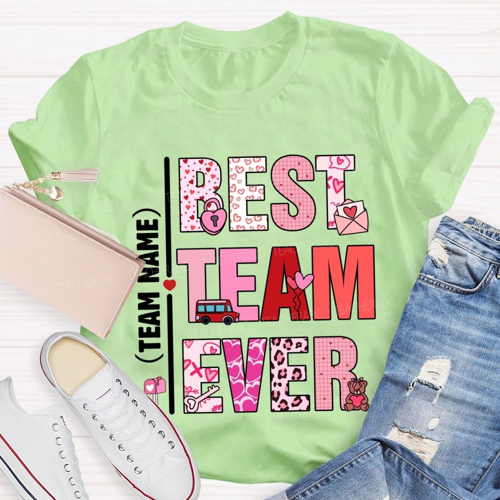 Personalized Team Name Valentine'S Day Pink Heart T-Shirt