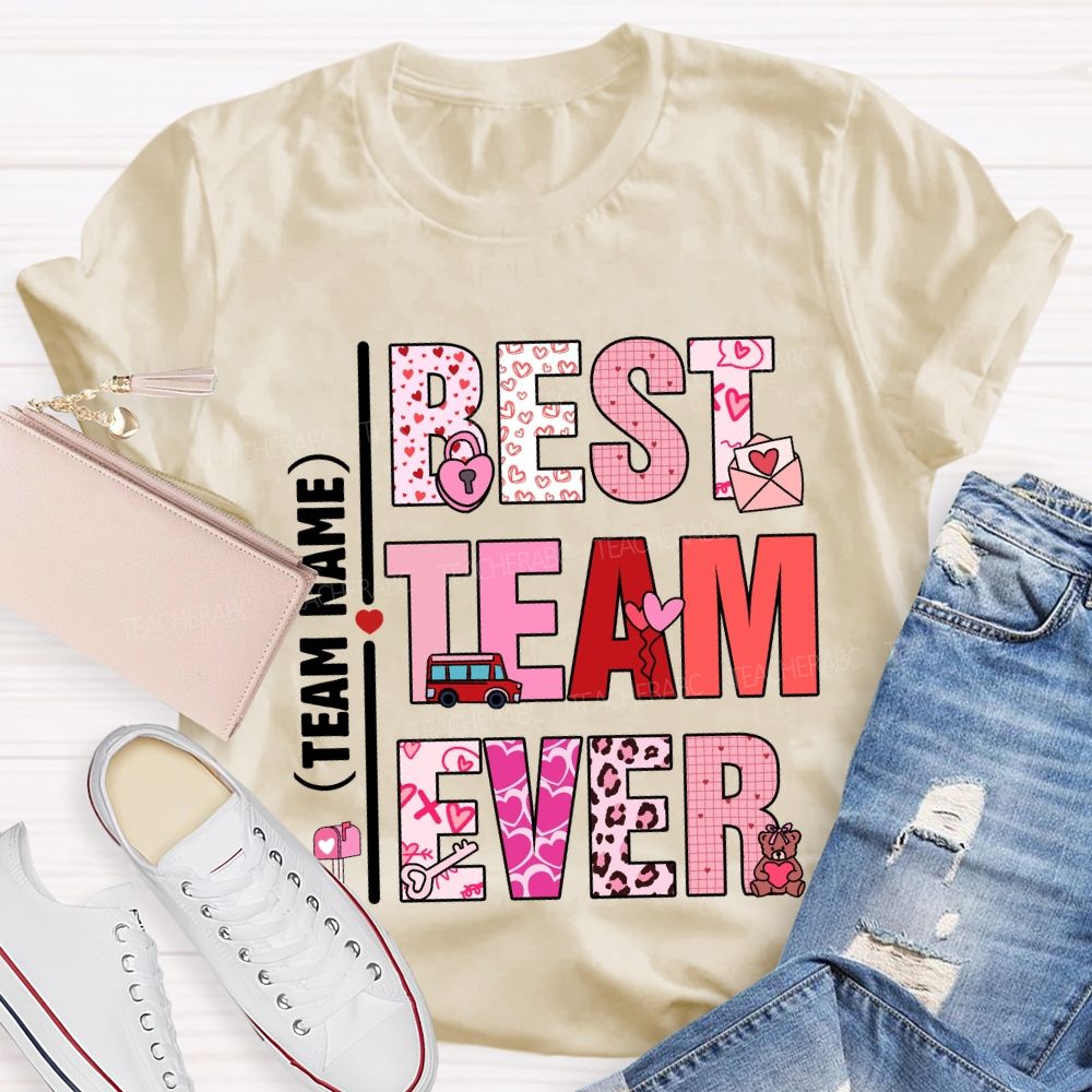 Personalized Team Name Valentine'S Day Pink Heart T-Shirt