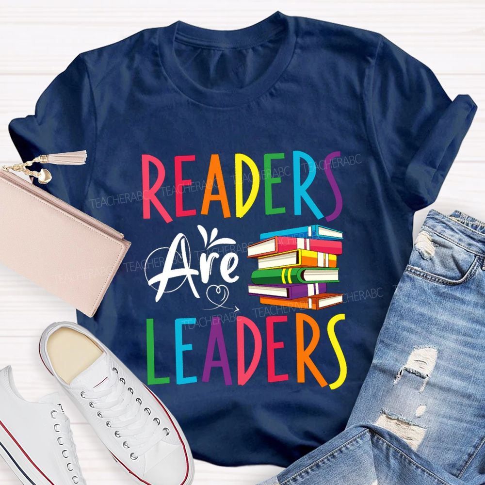 Readers Are Leaders Colorful Letter T-Shirt