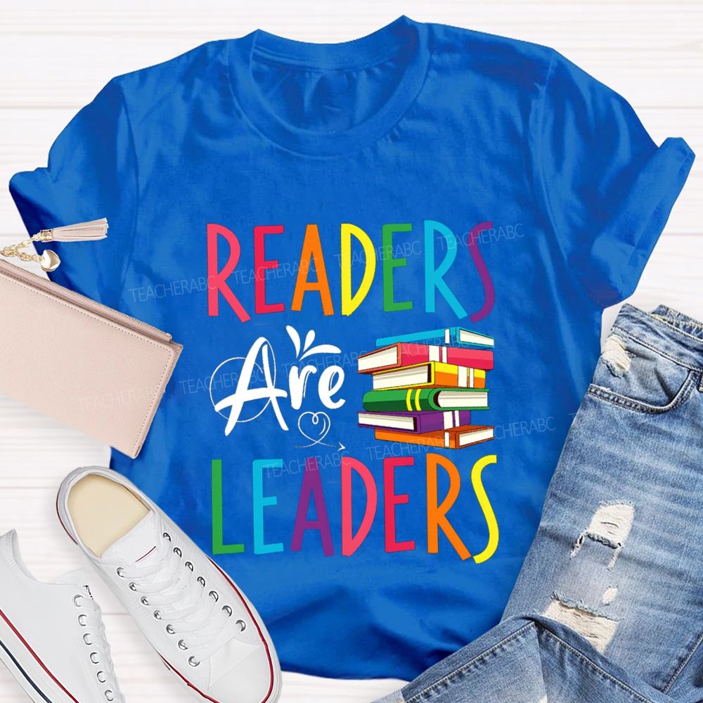 Readers Are Leaders Colorful Letter T-Shirt