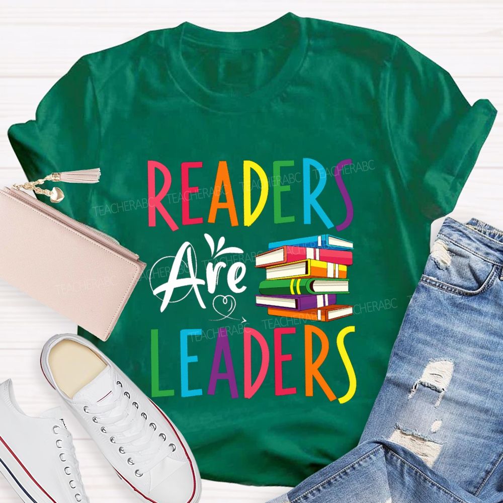 Readers Are Leaders Colorful Letter T-Shirt