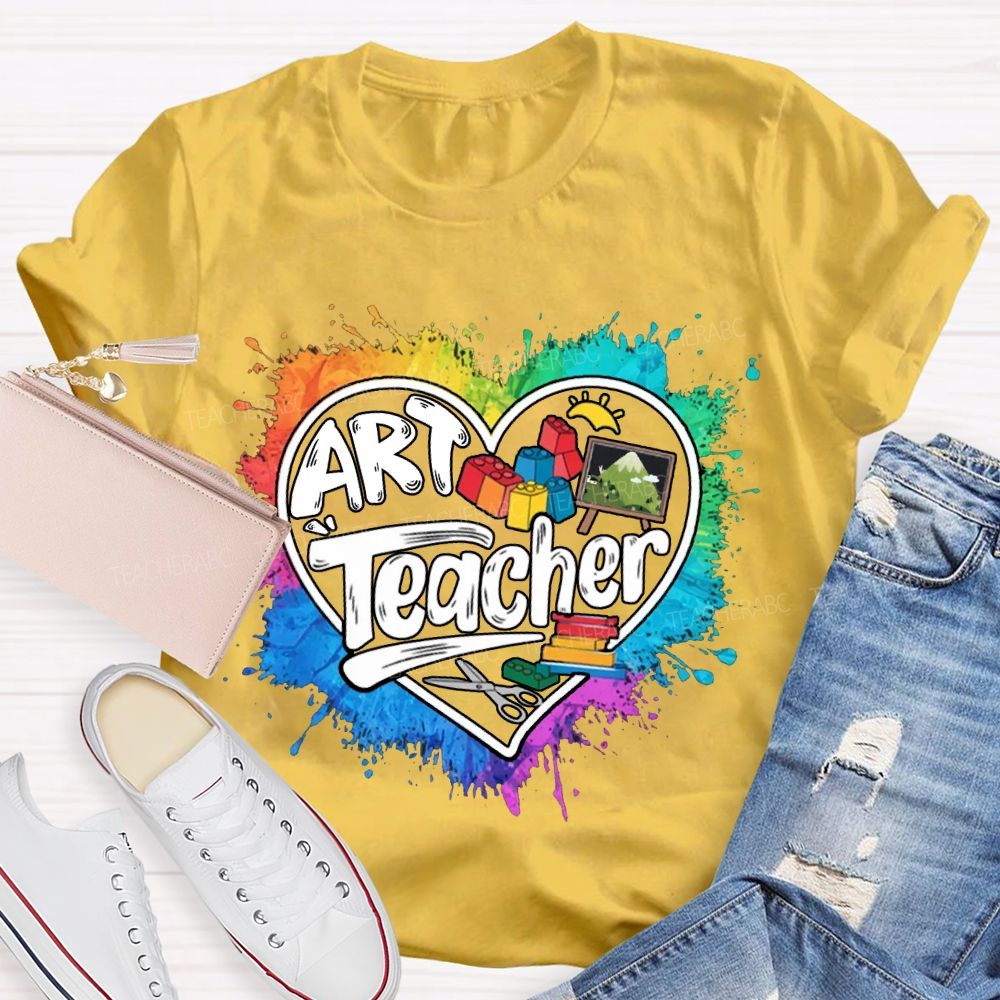 Art Teacher Teach With Heart  T-Shirt