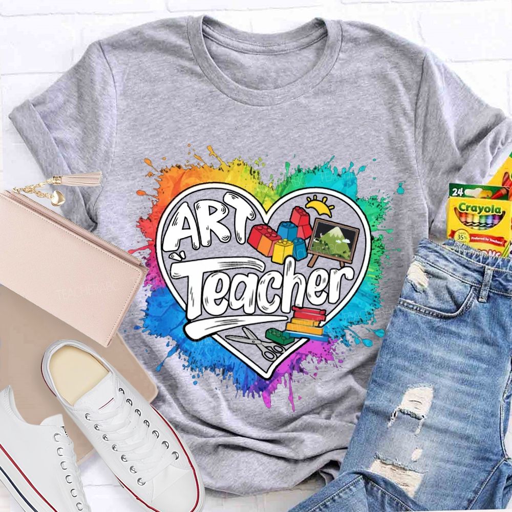 Art Teacher Teach With Heart  T-Shirt