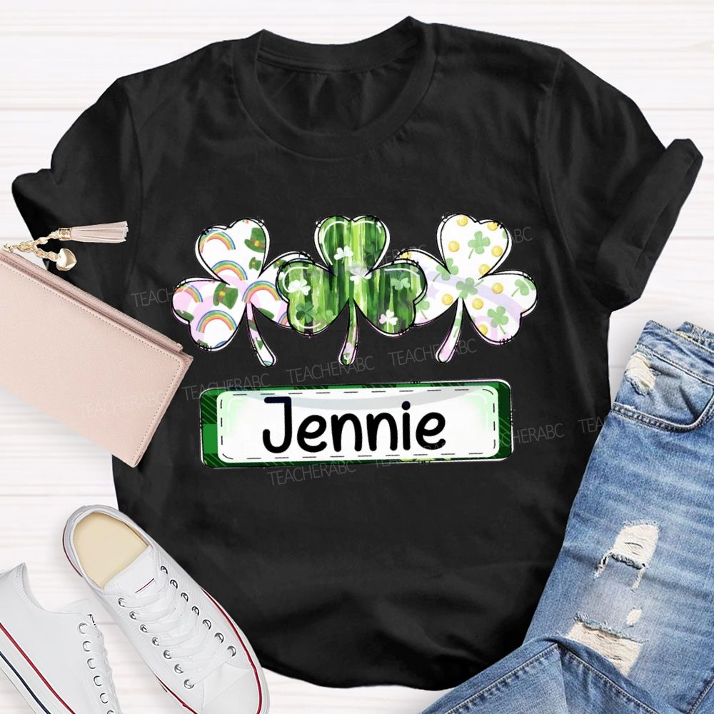 Personalized Name Colorful Clover Lucky Saint Patrick'S Day T-shirt
