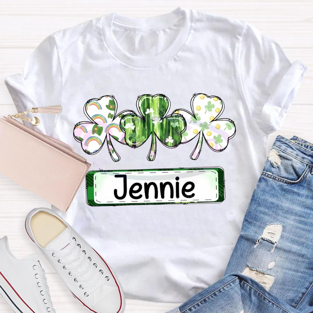 Personalized Name Colorful Clover Lucky Saint Patrick'S Day T-shirt