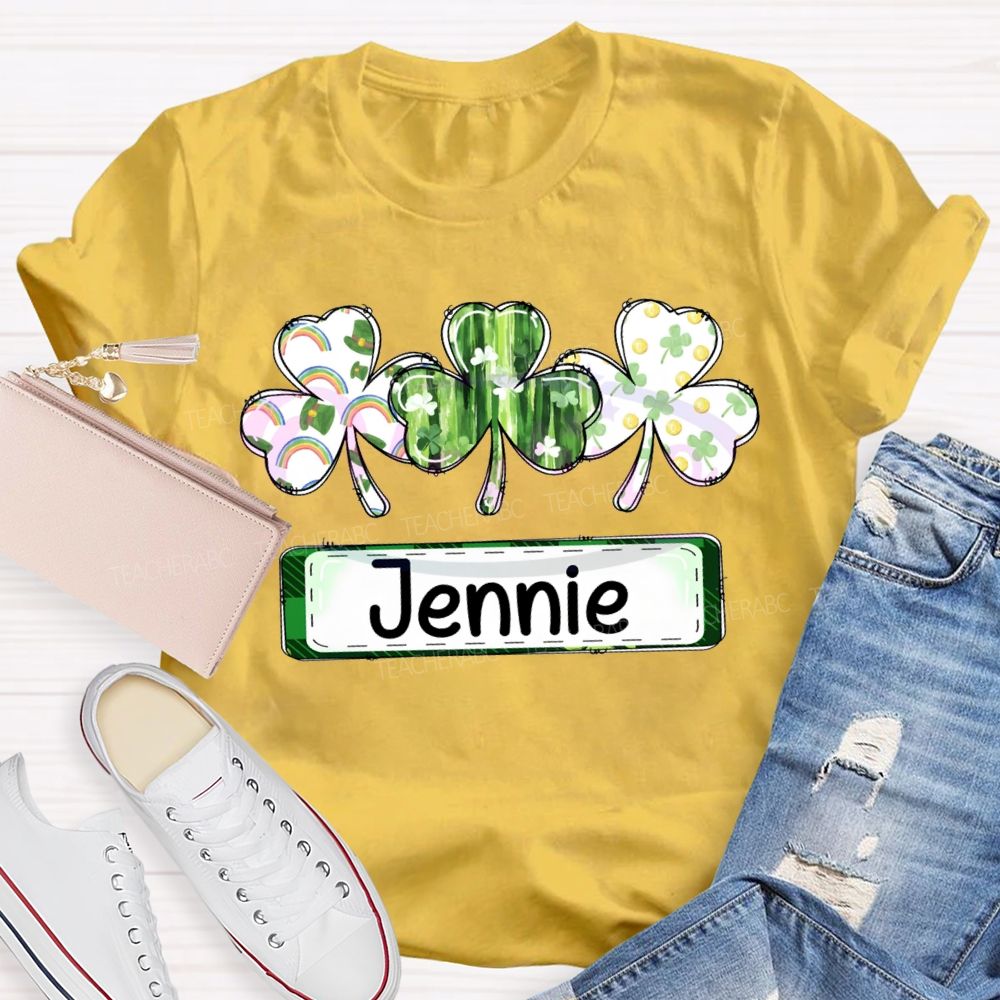 Personalized Name Colorful Clover Lucky Saint Patrick'S Day T-shirt