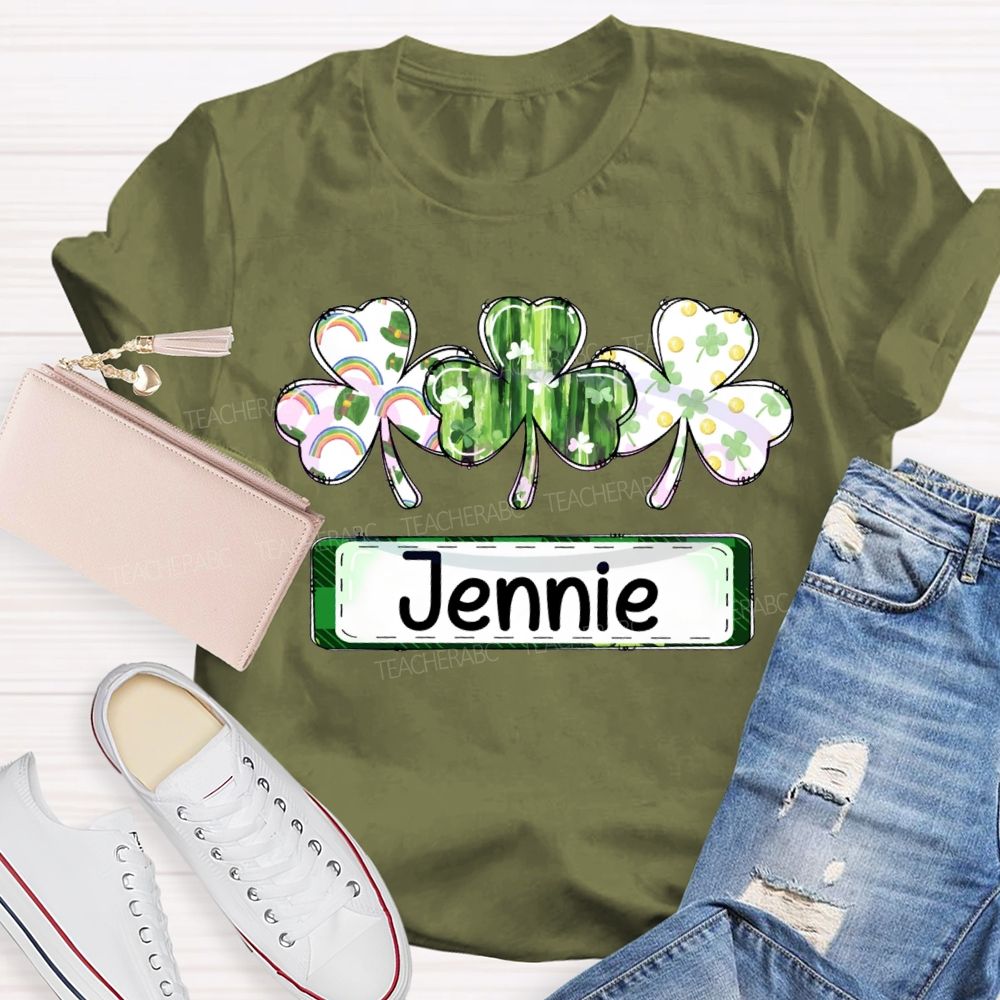 Personalized Name Colorful Clover Lucky Saint Patrick'S Day T-shirt