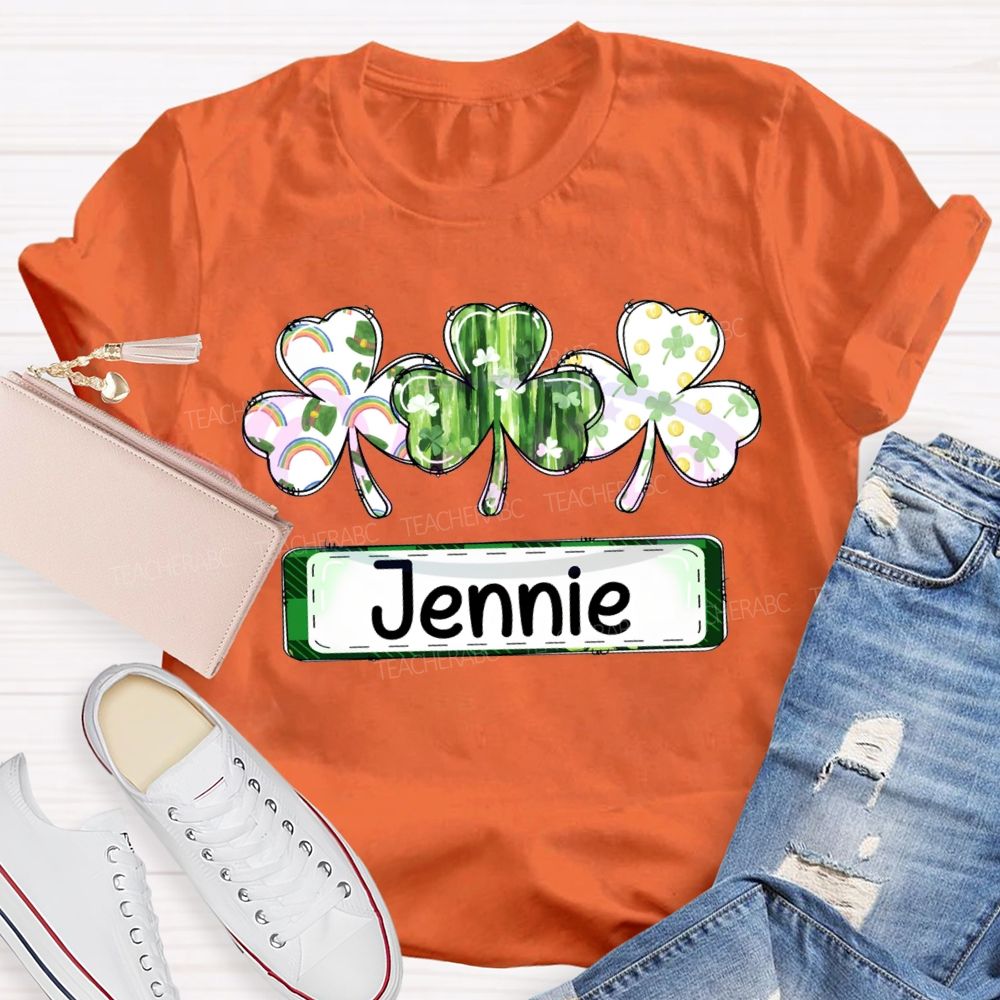 Personalized Name Colorful Clover Lucky Saint Patrick'S Day T-shirt