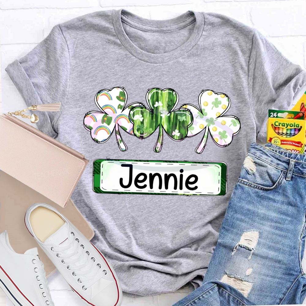 Personalized Name Colorful Clover Lucky Saint Patrick'S Day T-shirt