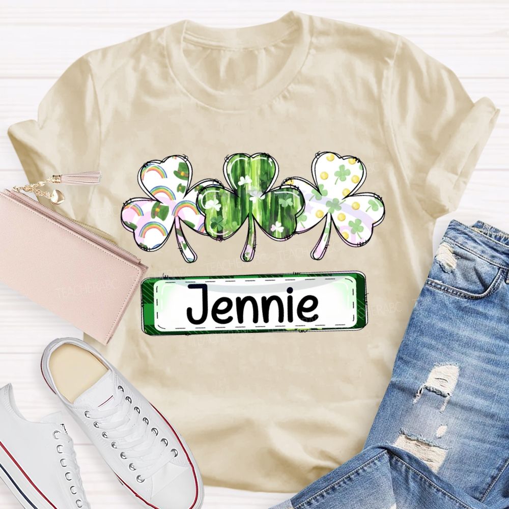 Personalized Name Colorful Clover Lucky Saint Patrick'S Day T-shirt