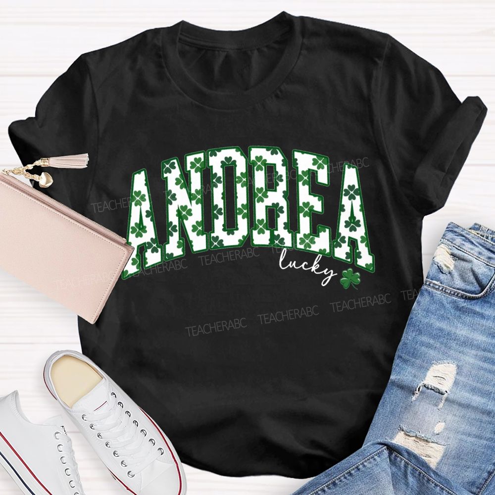 Personalized Name Lucky Clover Fonts Saint Patrick'S Day T-shirt