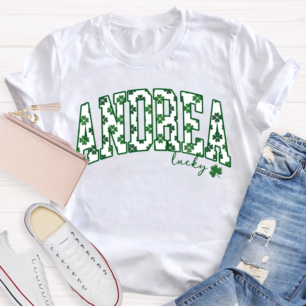 Personalized Name Lucky Clover Fonts Saint Patrick'S Day T-shirt