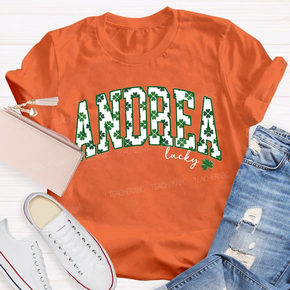 Personalized Name Lucky Clover Fonts Saint Patrick'S Day T-shirt