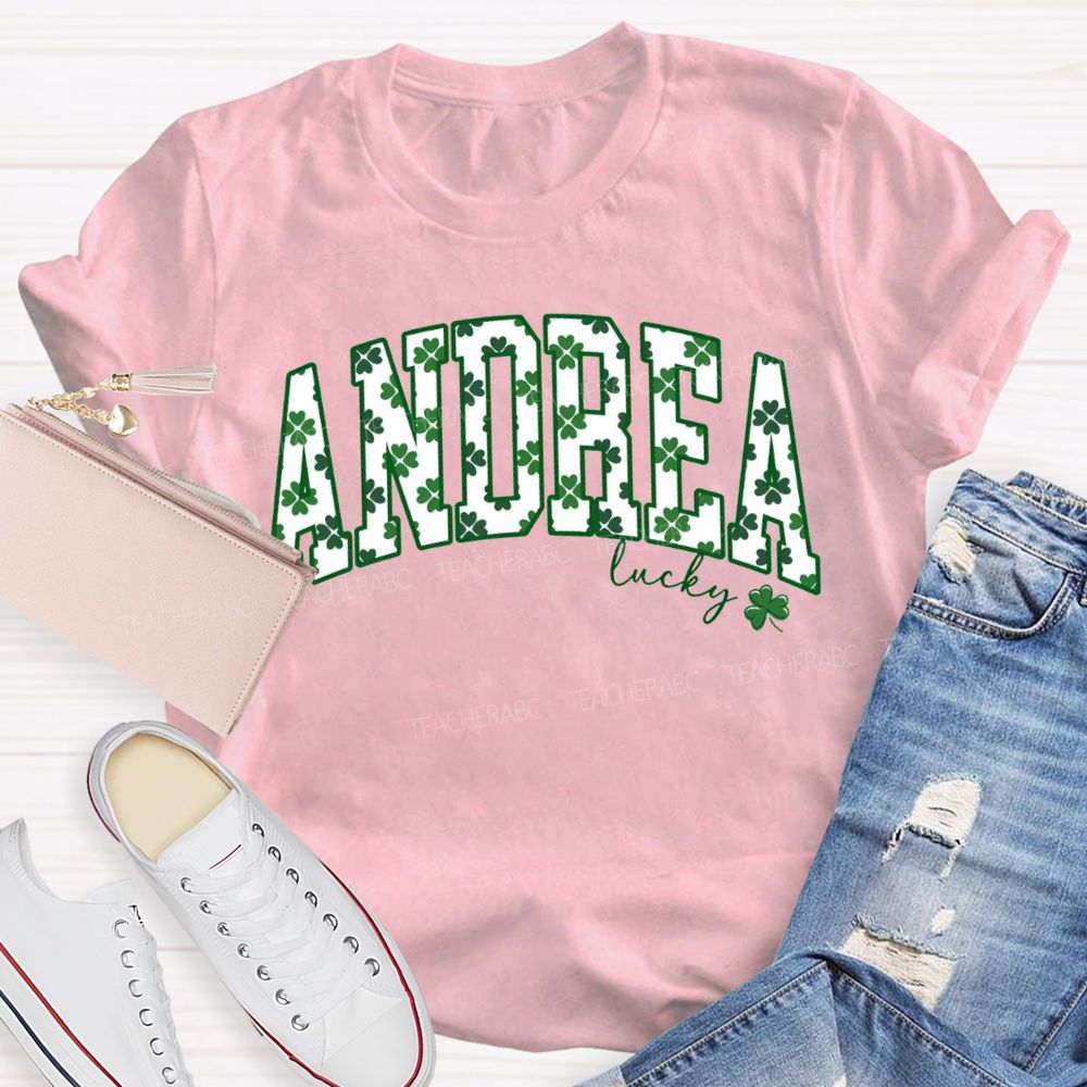 Personalized Name Lucky Clover Fonts Saint Patrick'S Day T-shirt