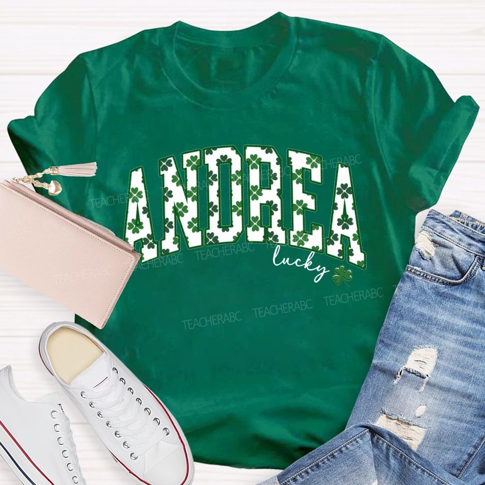 Personalized Name Lucky Clover Fonts Saint Patrick'S Day T-shirt