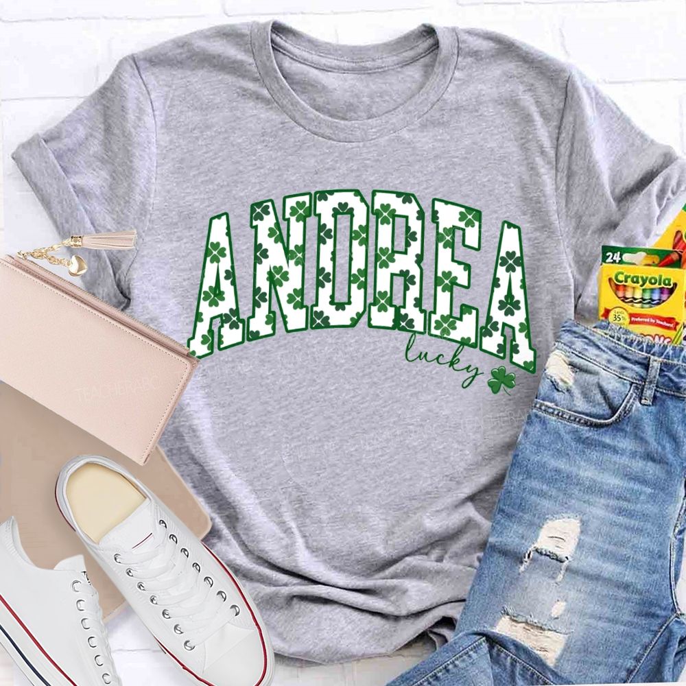 Personalized Name Lucky Clover Fonts Saint Patrick'S Day T-shirt