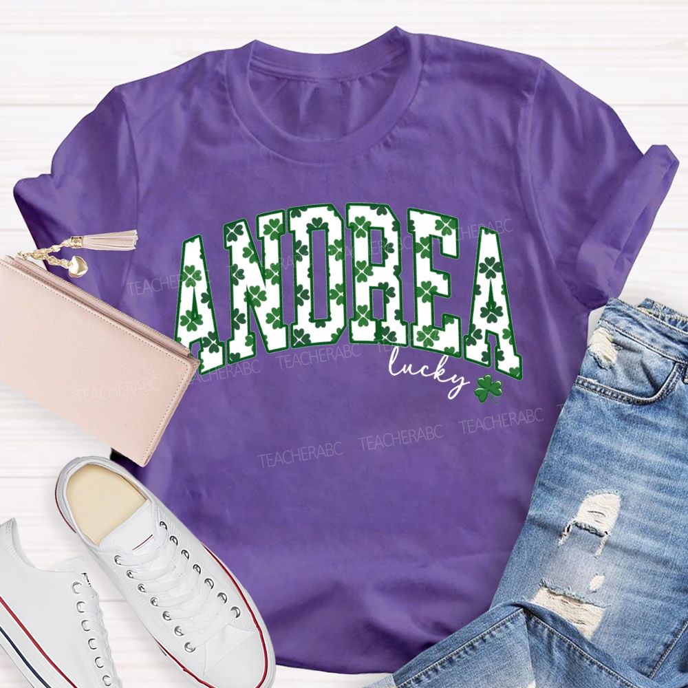 Personalized Name Lucky Clover Fonts Saint Patrick'S Day T-shirt