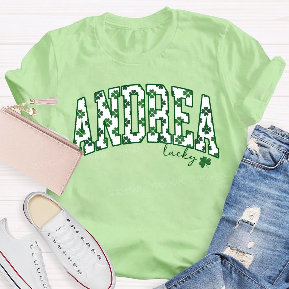 Personalized Name Lucky Clover Fonts Saint Patrick'S Day T-shirt
