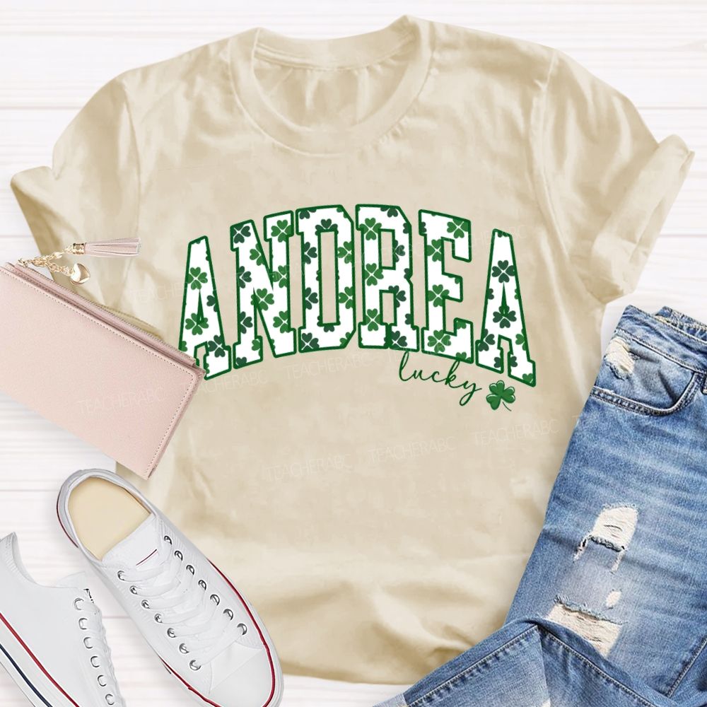Personalized Name Lucky Clover Fonts Saint Patrick'S Day T-shirt