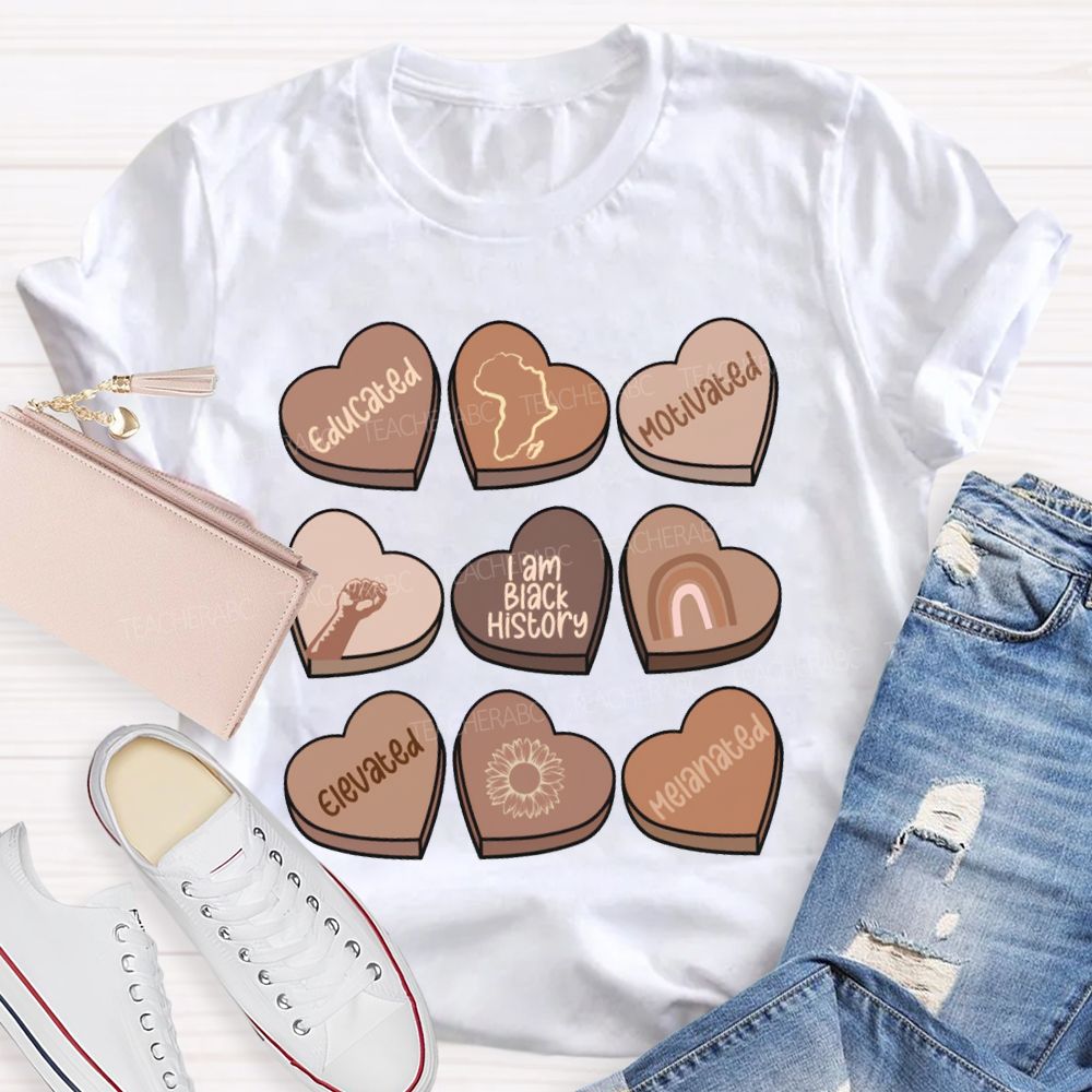 I Am Black History Educated Motivated Elevated T-shirt
