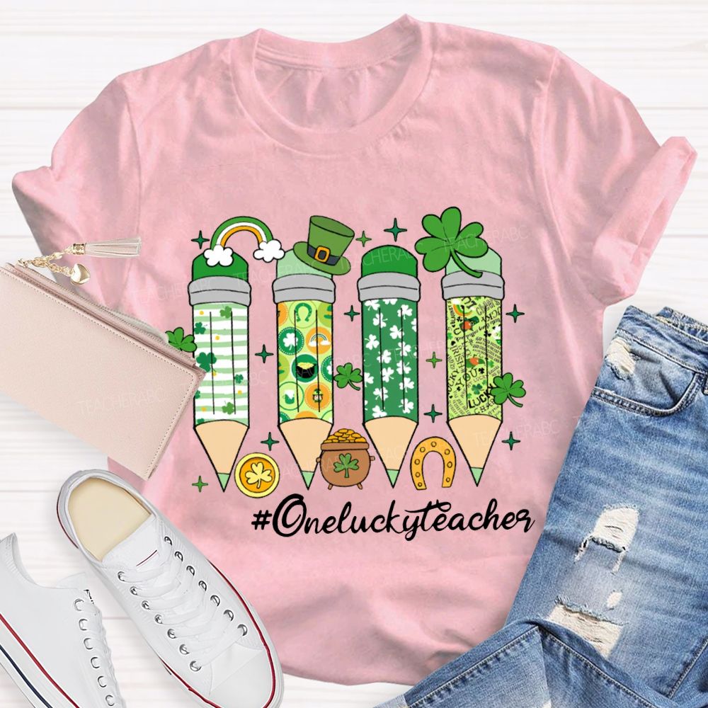 One Lucky Teacher Saint Patrick'S Day Colored Pencils T-shirt