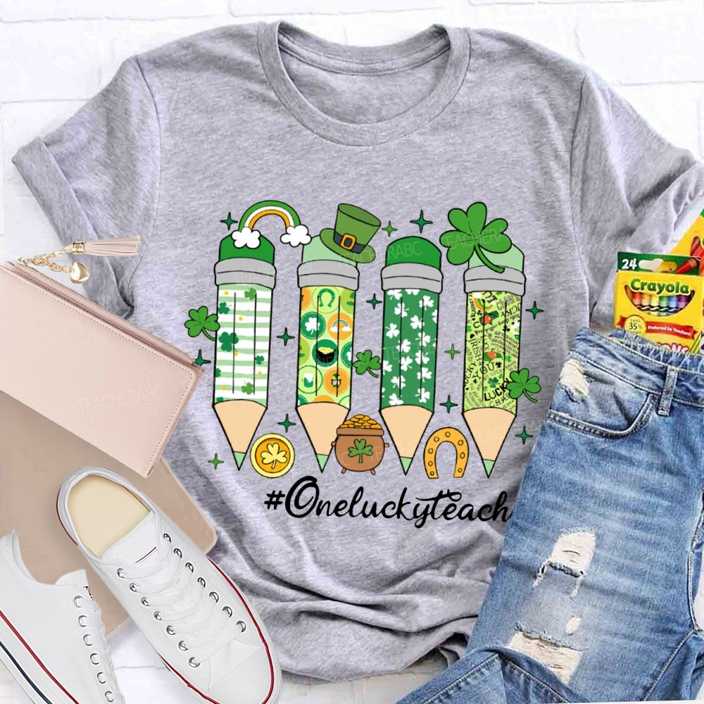 One Lucky Teacher Saint Patrick'S Day Colored Pencils T-shirt