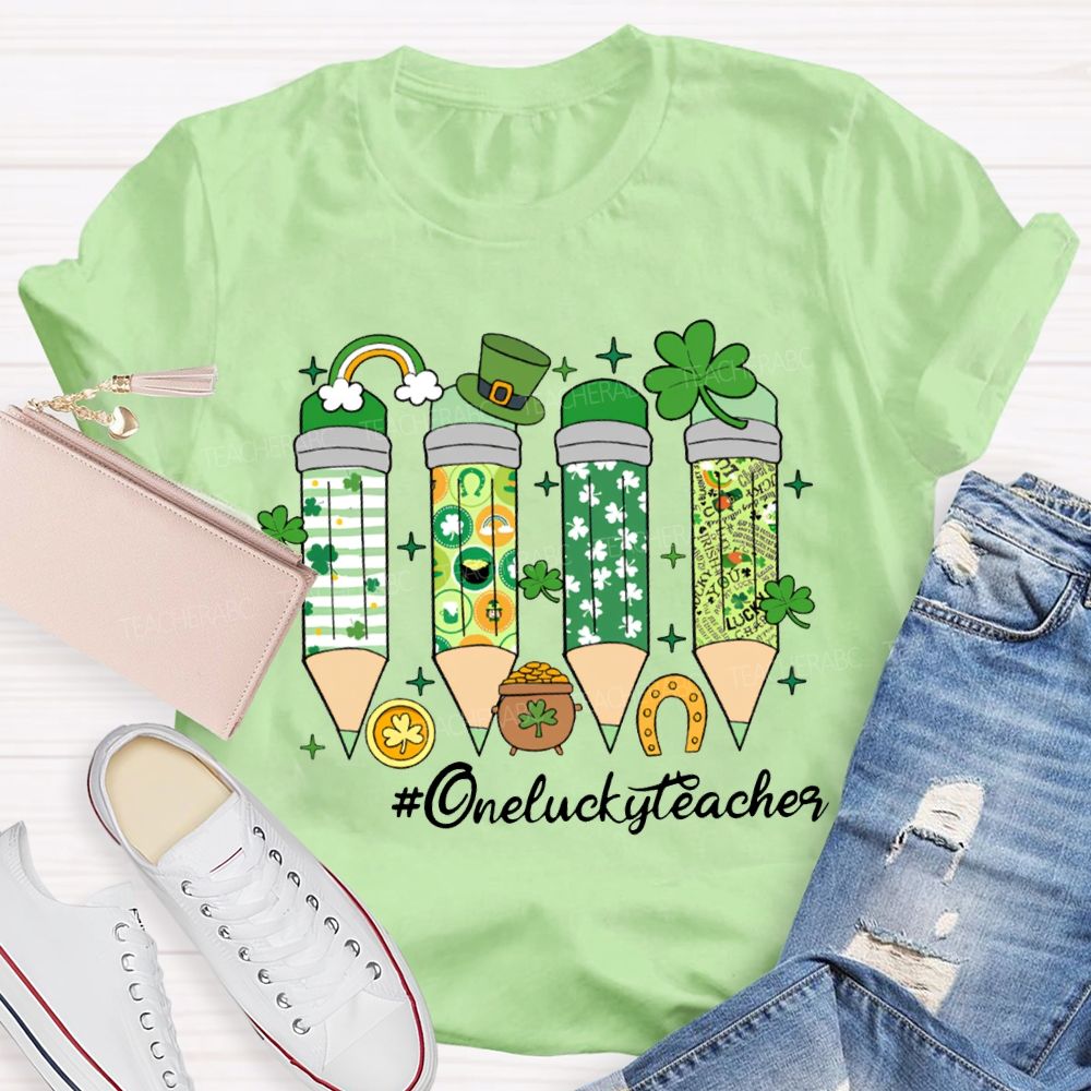 One Lucky Teacher Saint Patrick'S Day Colored Pencils T-shirt