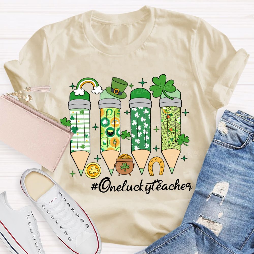 One Lucky Teacher Saint Patrick'S Day Colored Pencils T-shirt