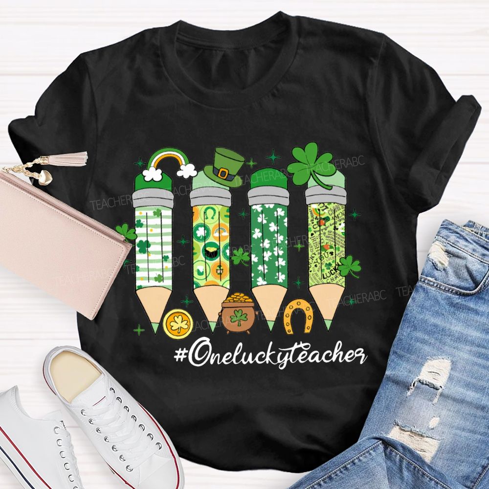 One Lucky Teacher Saint Patrick'S Day Colored Pencils T-shirt