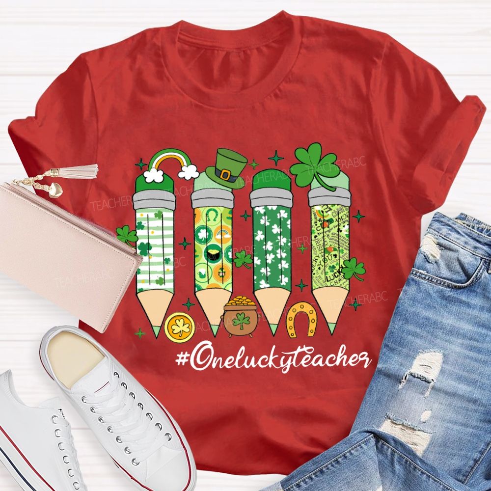 One Lucky Teacher Saint Patrick'S Day Colored Pencils T-shirt