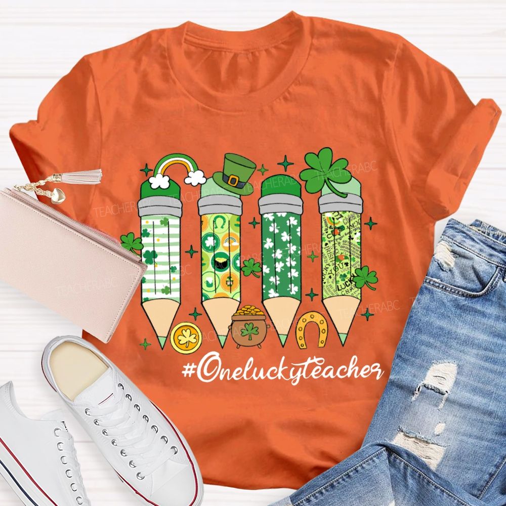 One Lucky Teacher Saint Patrick'S Day Colored Pencils T-shirt