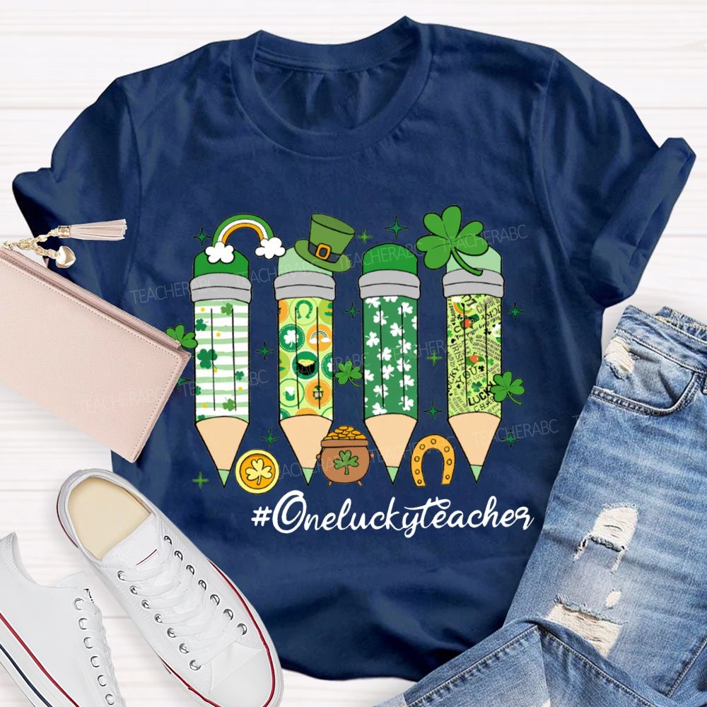 One Lucky Teacher Saint Patrick'S Day Colored Pencils T-shirt