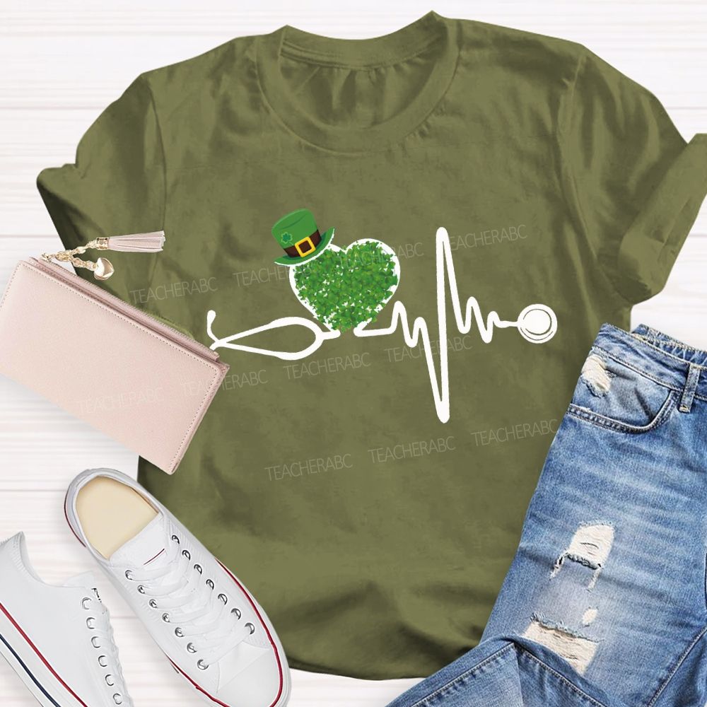 School Nurse Magic Hat And Clover Heart T-shirt