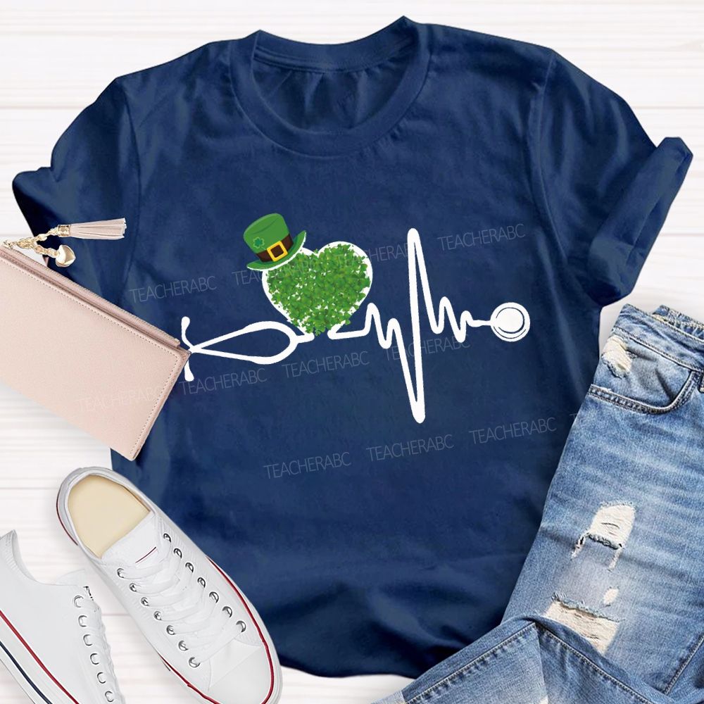School Nurse Magic Hat And Clover Heart T-shirt