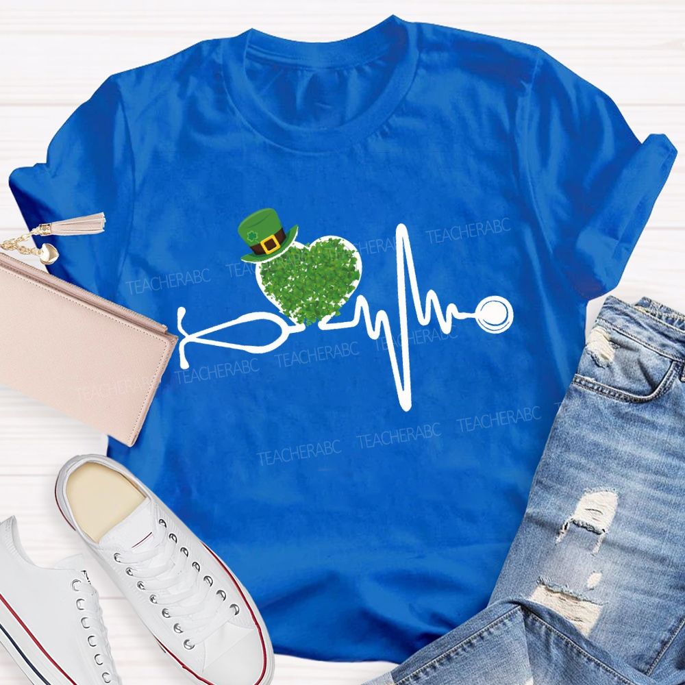 School Nurse Magic Hat And Clover Heart T-shirt