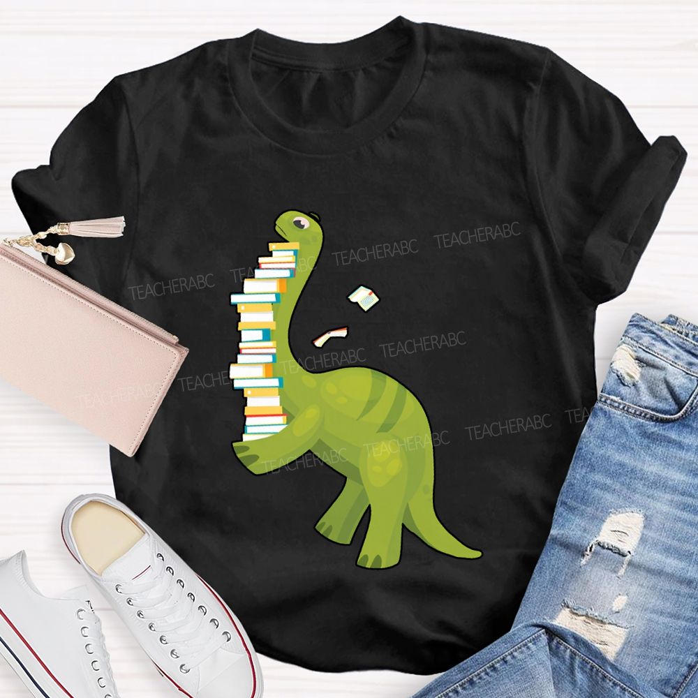 Book Dinosaur Heavy Knowledge Teacher T-Shirt