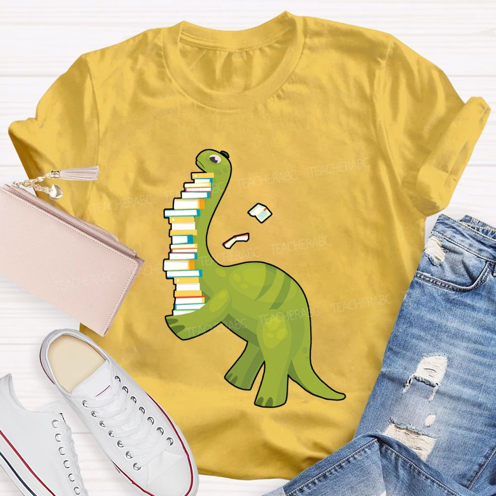 Book Dinosaur Heavy Knowledge Teacher T-Shirt