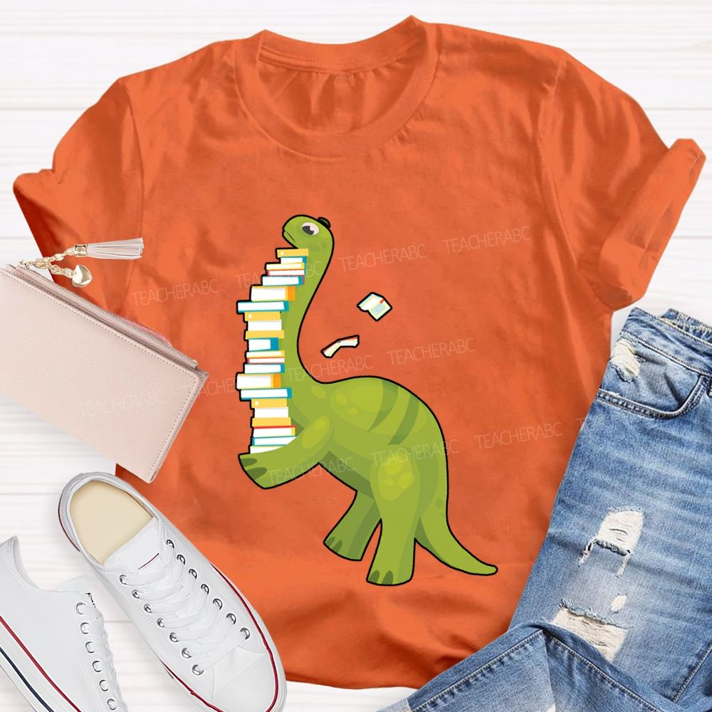 Book Dinosaur Heavy Knowledge Teacher T-Shirt