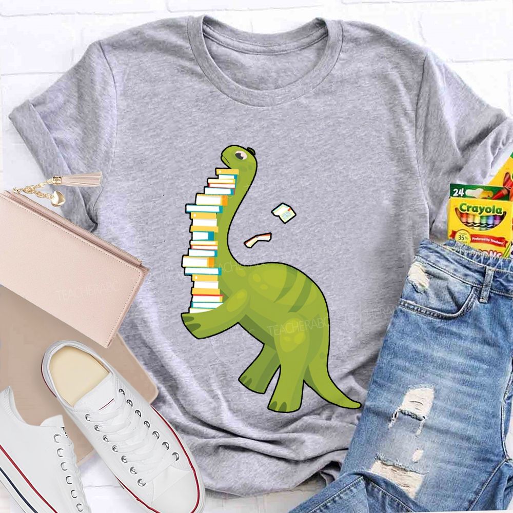 Book Dinosaur Heavy Knowledge Teacher T-Shirt