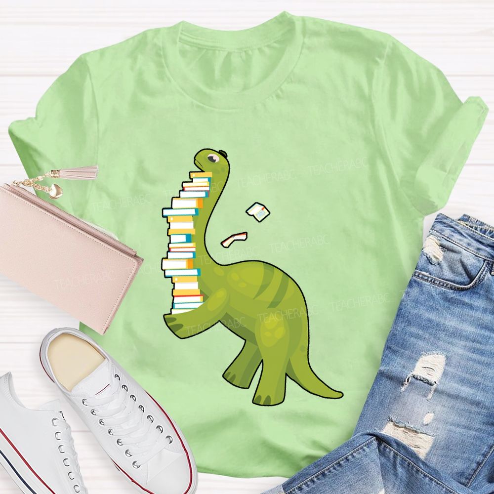 Book Dinosaur Heavy Knowledge Teacher T-Shirt