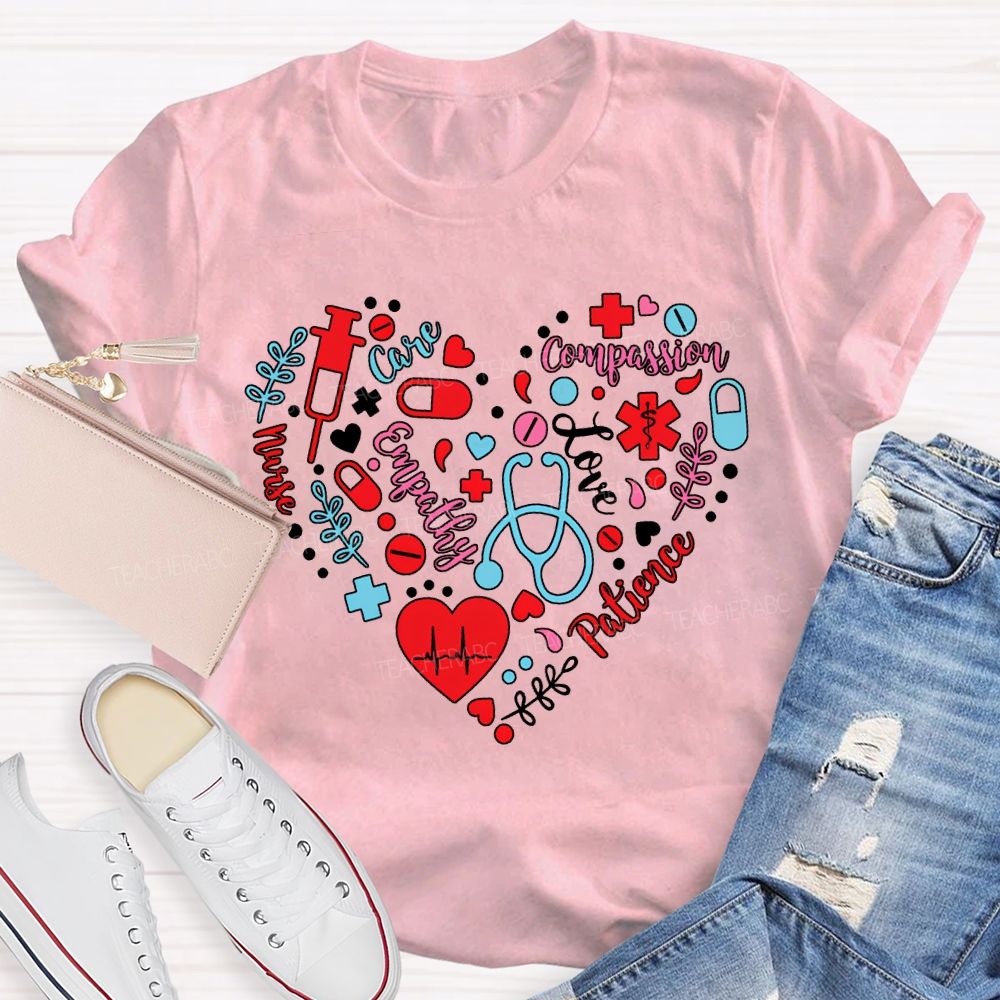School Nurse Love Compassion Care Empathy Heart T-shirt