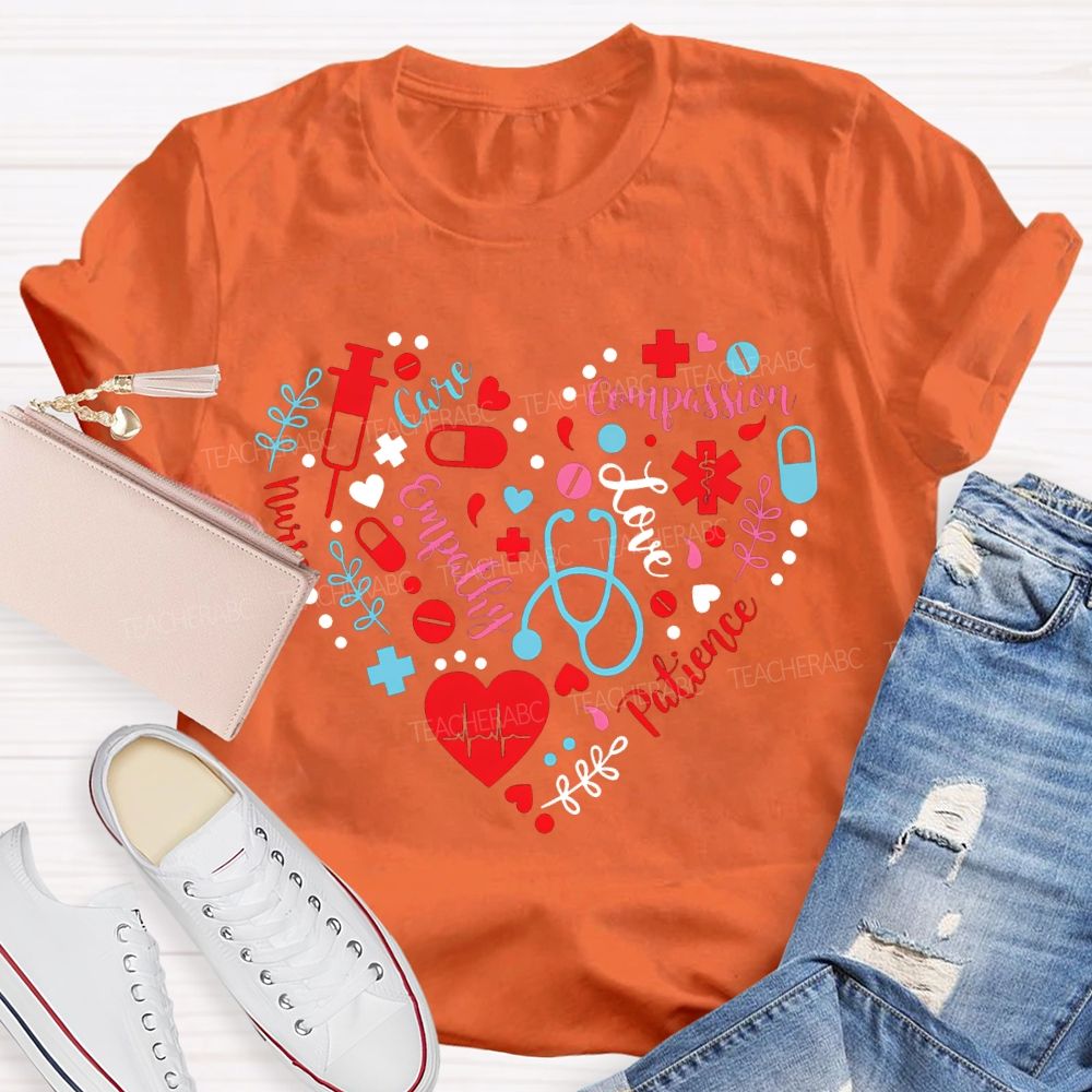 School Nurse Love Compassion Care Empathy Heart T-shirt
