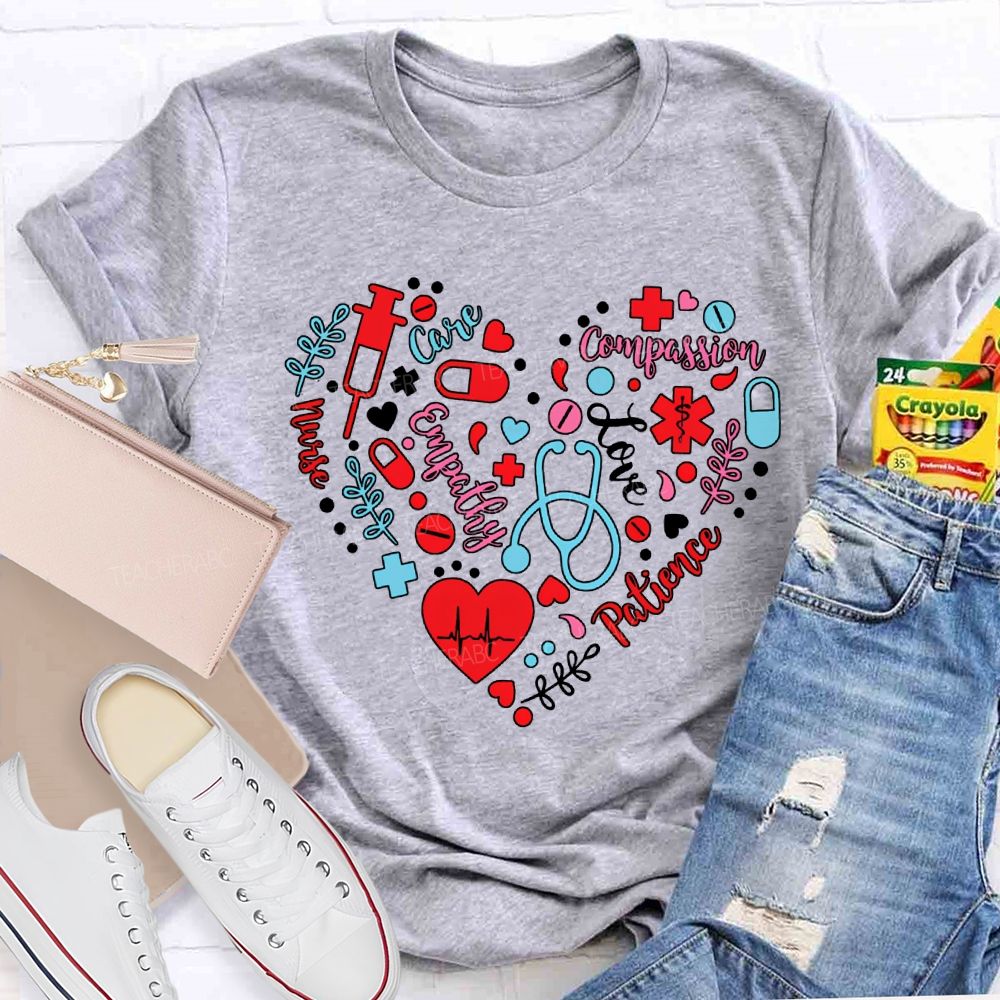 School Nurse Love Compassion Care Empathy Heart T-shirt