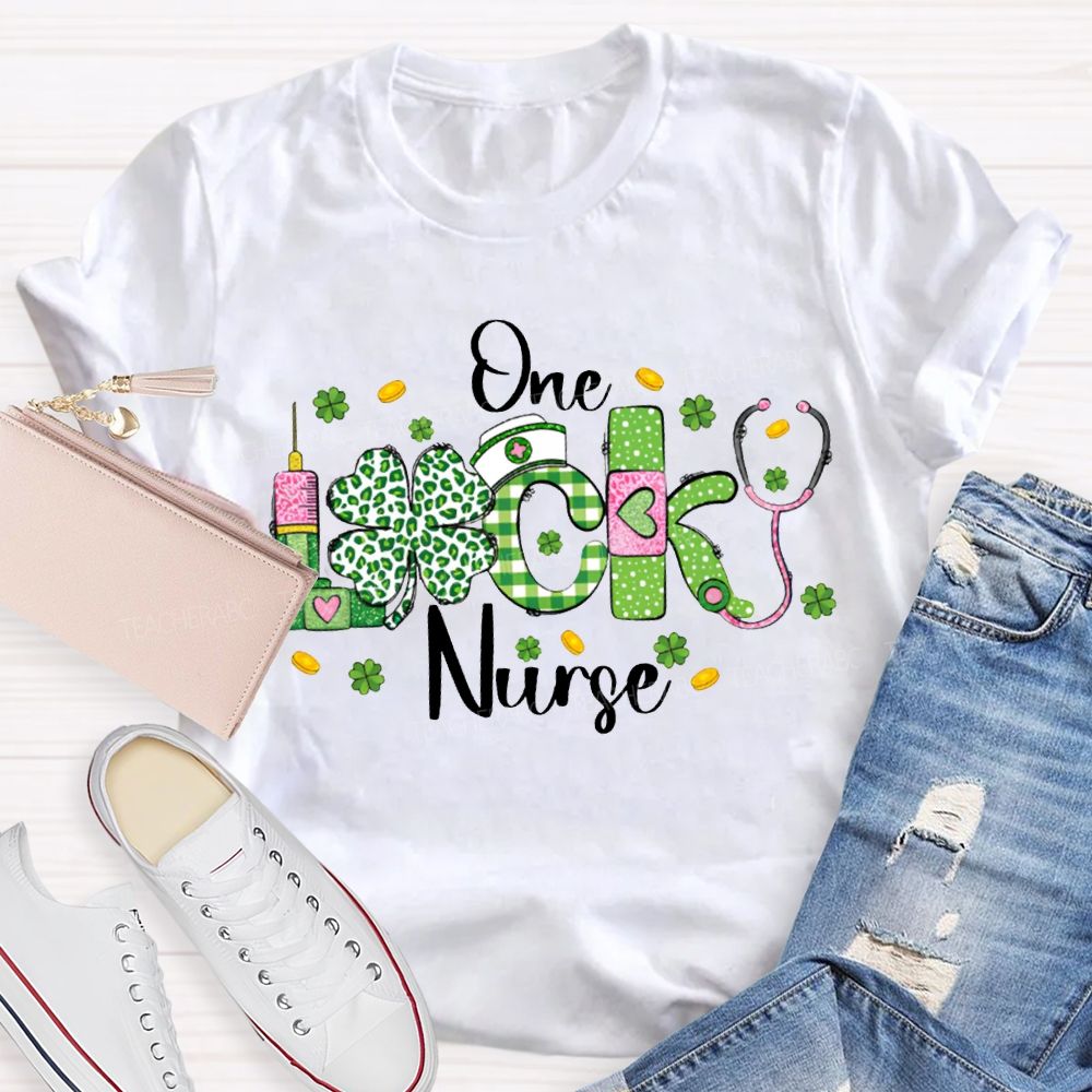 One Lucky Nurse Four-Leaf Clover Print T-shirt