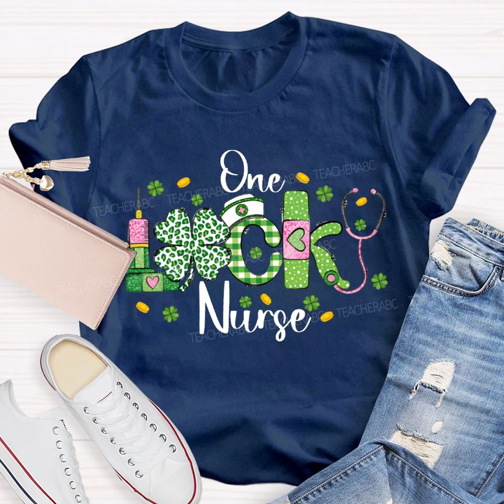 One Lucky Nurse Four-Leaf Clover Print T-shirt