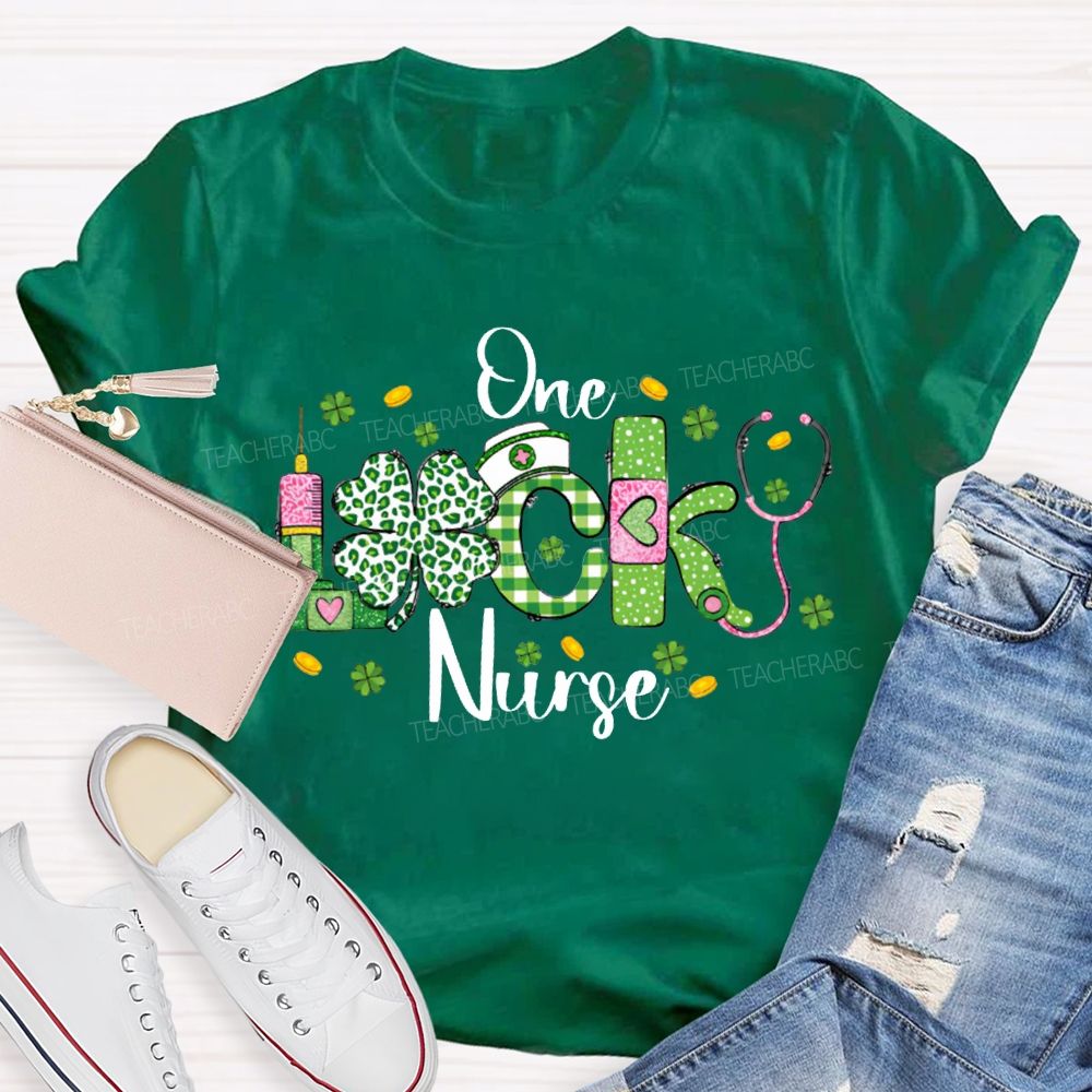 One Lucky Nurse Four-Leaf Clover Print T-shirt