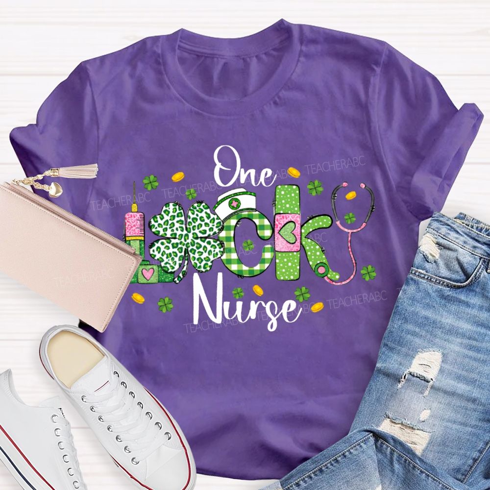 One Lucky Nurse Four-Leaf Clover Print T-shirt