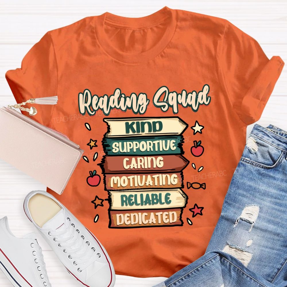 Reading Squad Kind Supportive Teacher T-shirt