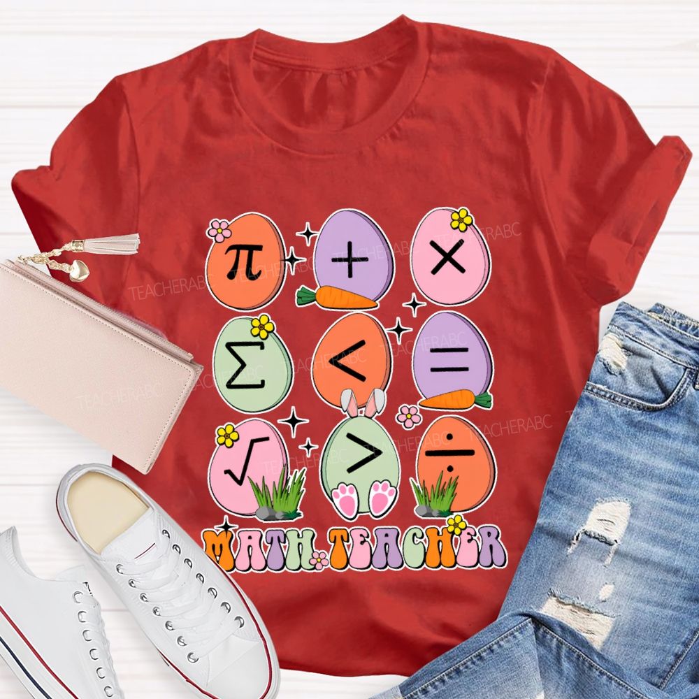 Math Teacher Colorful Oval Print Teacher T-shirt